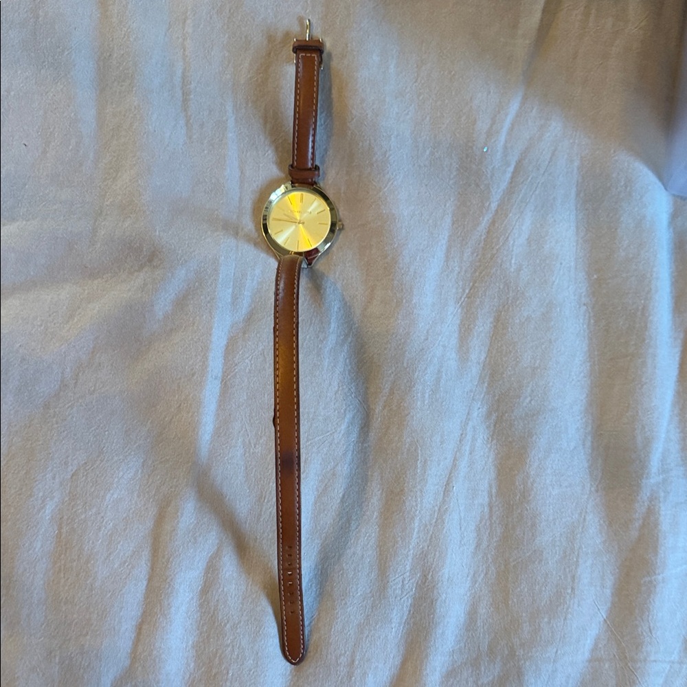 Michael Kors Gold Dial Brown Leather Watch